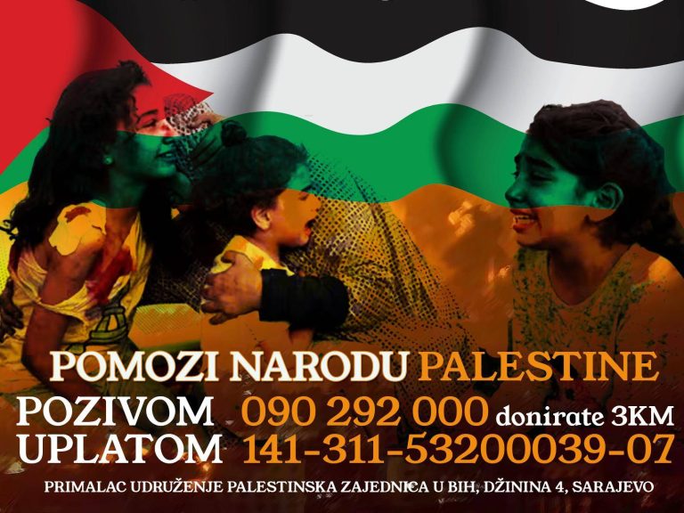 BUDIMO HUMANI: Pozovimo 090 292 000 i pomozimo narodu Palestine